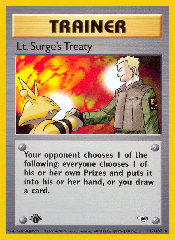 Lt. Surge's Treaty - Gym Heroes - #112 (1st Edition)