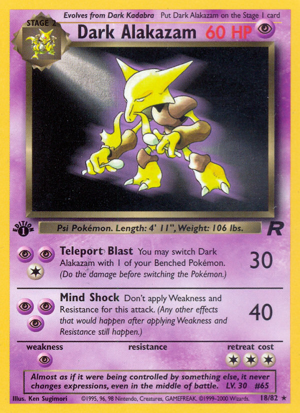 Dark Alakazam - Team Rocket - #18 (1st Edition)