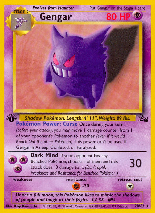 Gengar - Fossil - #20 (1st Edition)