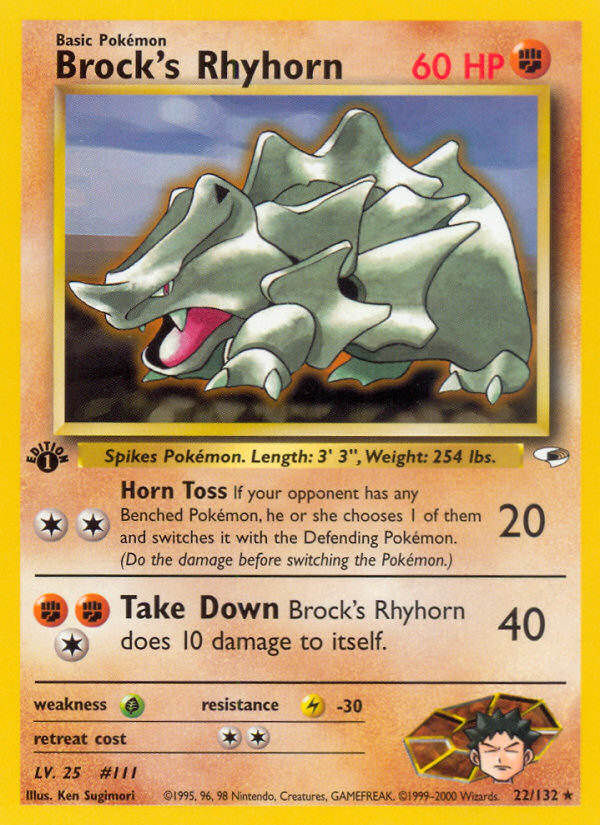 Brock's Rhyhorn - Gym Heroes - #22 (1st Edition)