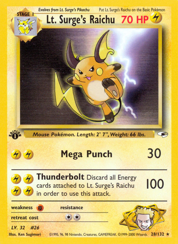 Lt. Surge's Raichu - Gym Heroes - #28 (1st Edition)