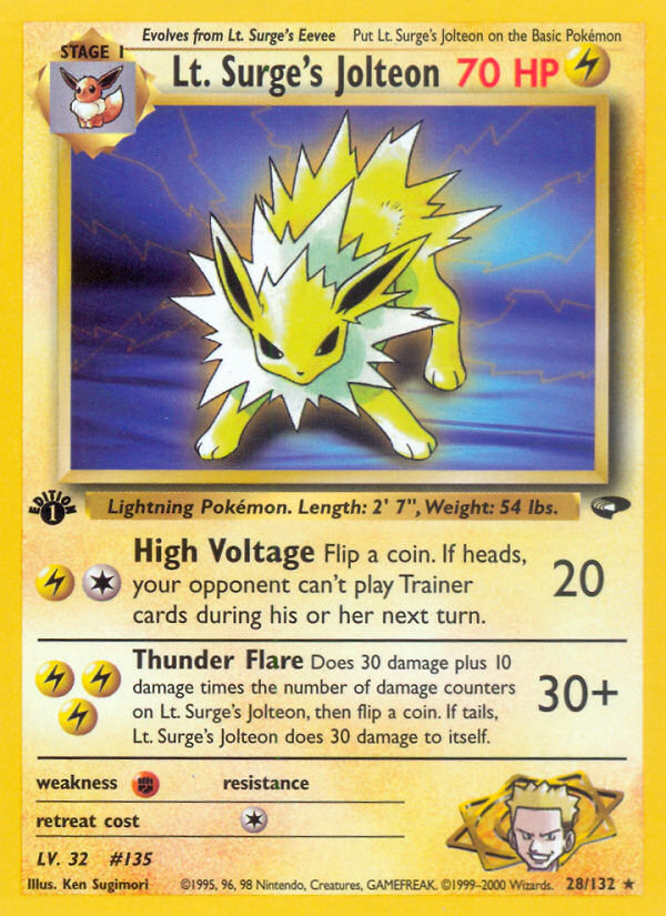 Lt. Surge's Jolteon - Gym Challenge - #28 (1st Edition)