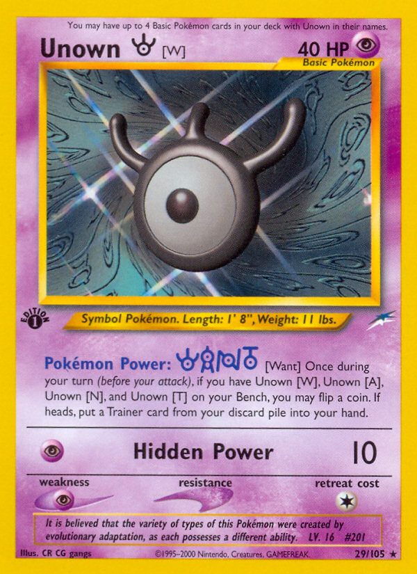 Unown W - Neo Destiny - #29 (1st Edition)