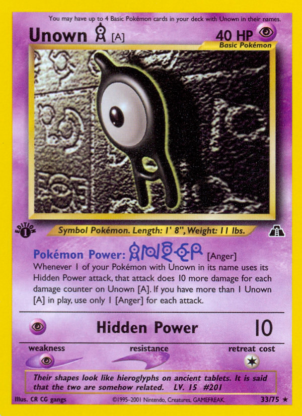 Unown A - Neo Discovery - #33 (1st Edition)