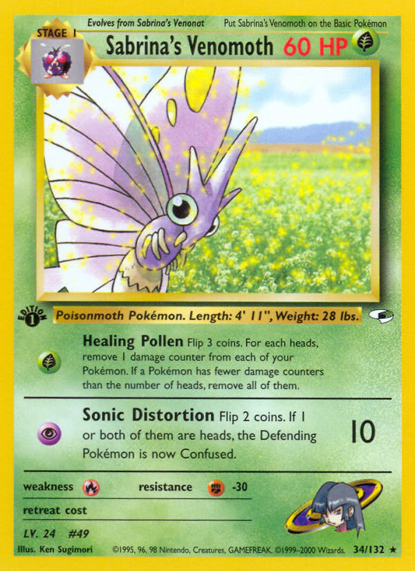 Sabrina's Venomoth - Gym Heroes - #34 (1st Edition)