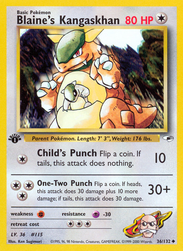 Blaine's Kangaskhan - Gym Heroes - #36 (1st Edition)