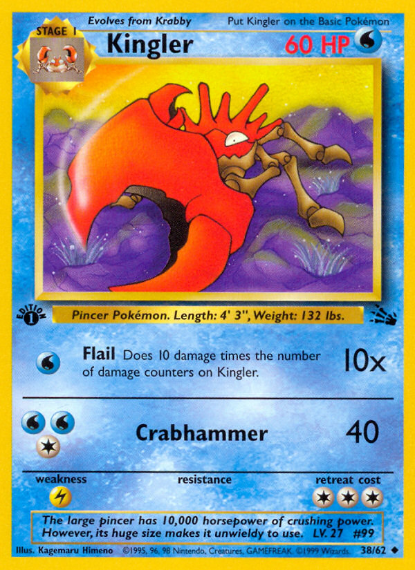 Kingler - Fossil - #38 (1st Edition)