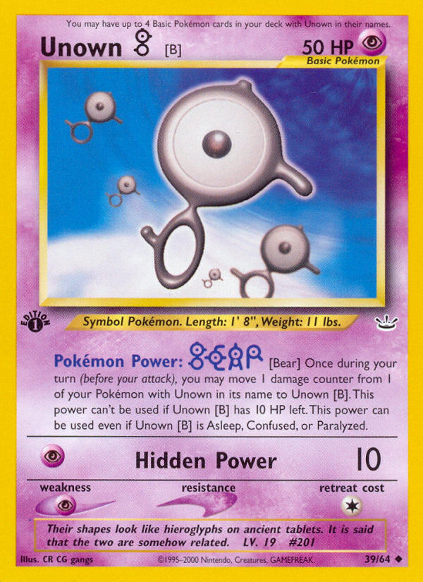 Unown B - Neo Revelation - #39 (1st Edition)