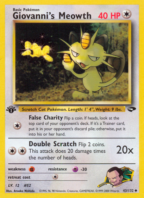 Giovanni's Meowth - Gym Challenge - #43 (1st Edition)