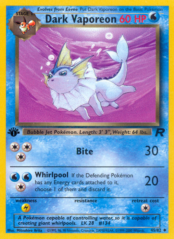 Dark Vaporeon - Team Rocket - #45 (1st Edition)