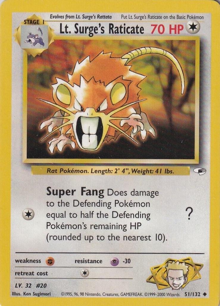 Lt. Surge's Raticate - Gym Heroes - #51