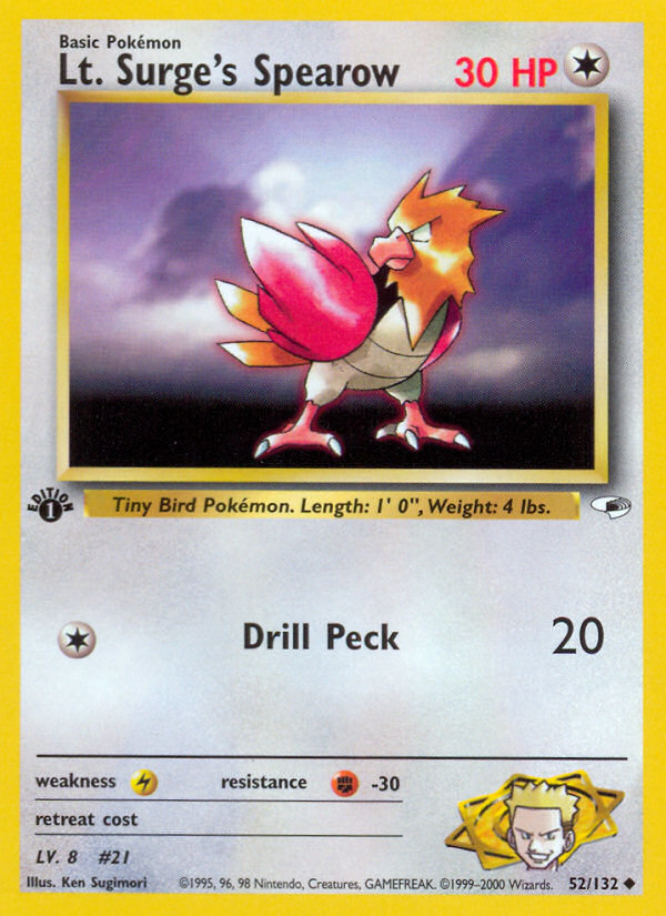 Lt. Surge's Spearow - Gym Heroes - #52 (1st Edition)