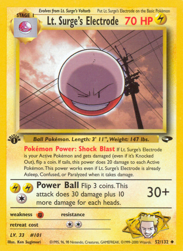 Lt. Surge's Electrode - Gym Challenge - #52 (1st Edition)
