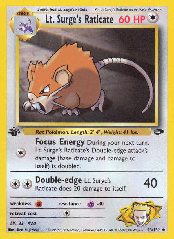 Lt. Surge's Raticate - Gym Challenge - #53 (1st Edition)