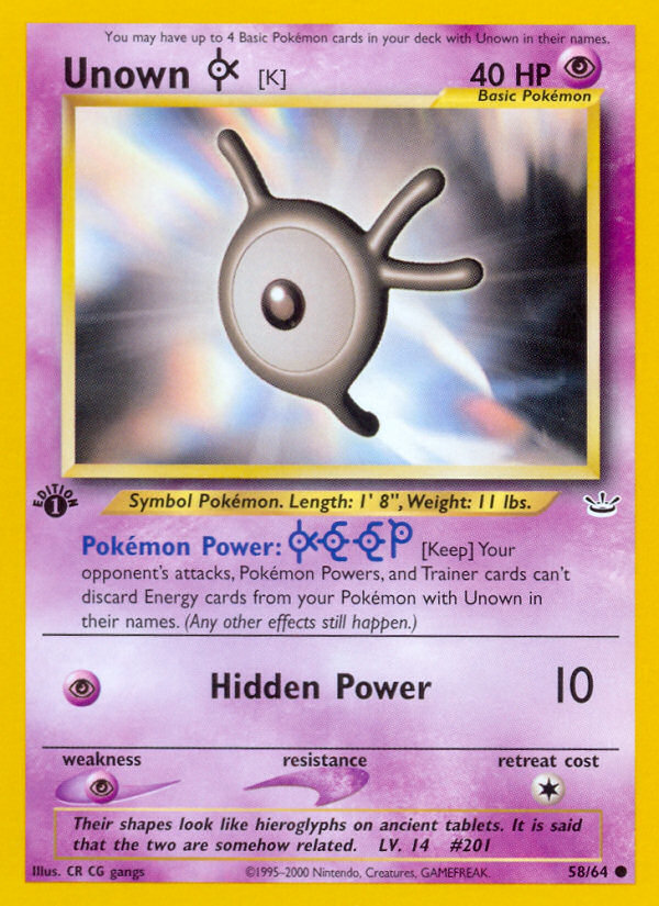 Unown K - Neo Revelation - #58 (1st Edition)