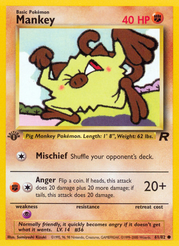 Mankey - Team Rocket - #61 (1st Edition)