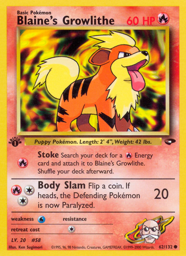 Blaine's Growlithe - Gym Challenge - #62 (1st Edition)