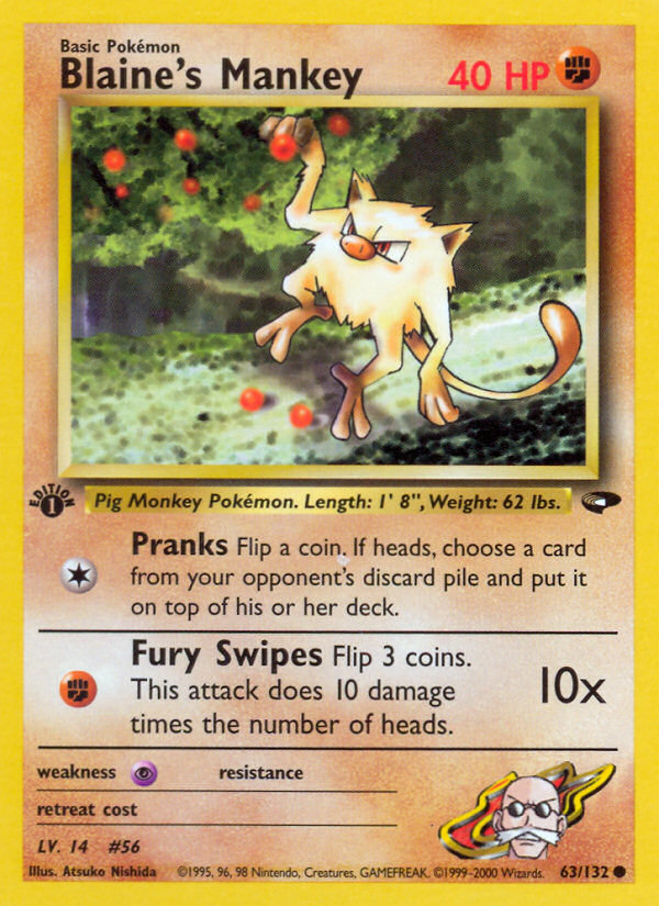 Blaine's Mankey - Gym Challenge - #63 (1st Edition)
