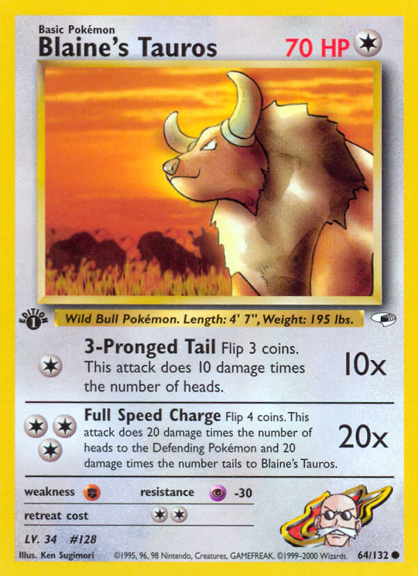 Blaine's Tauros - Gym Heroes - #64 (1st Edition)