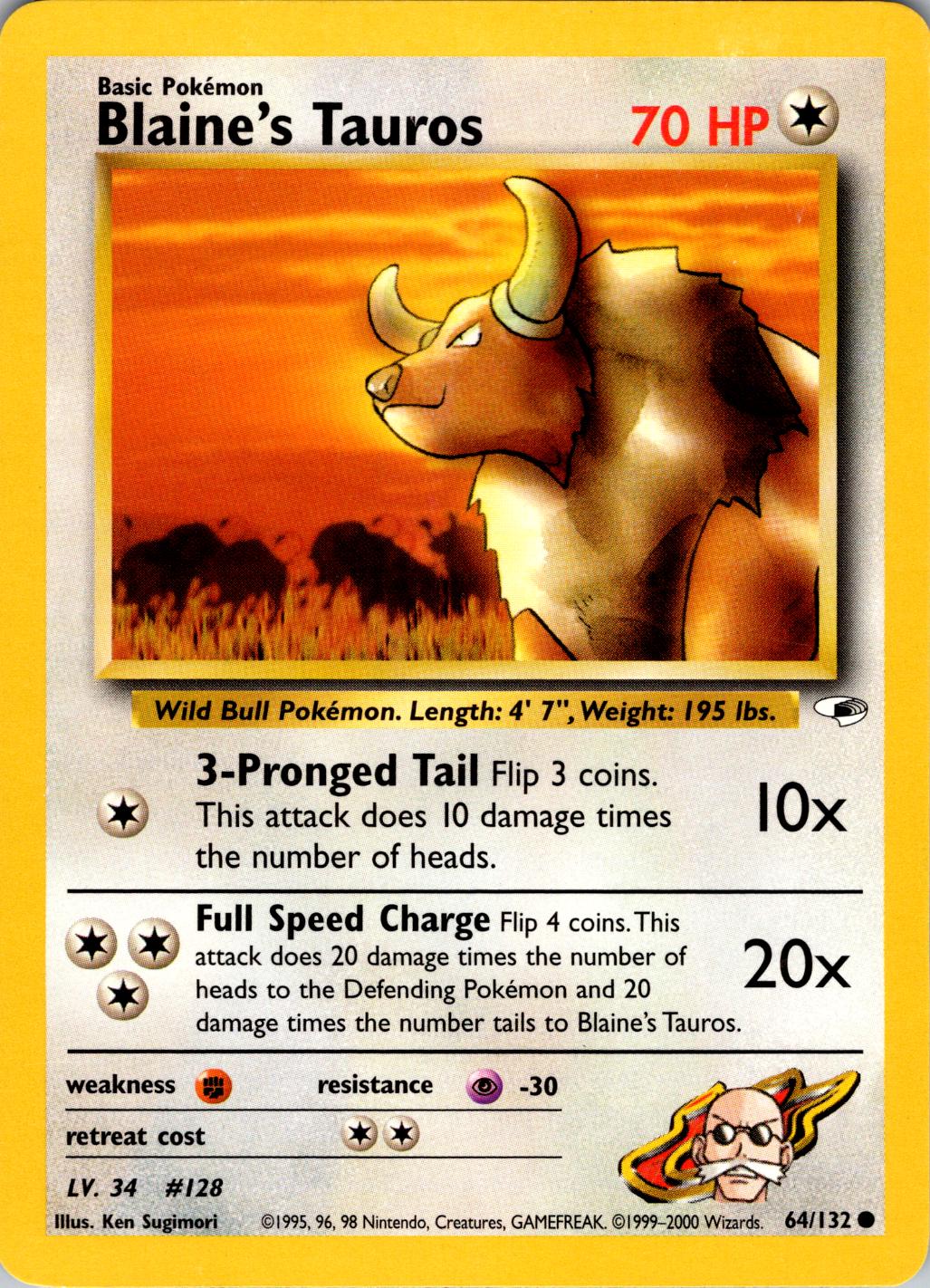Blaine's Tauros - Gym Heroes - #64