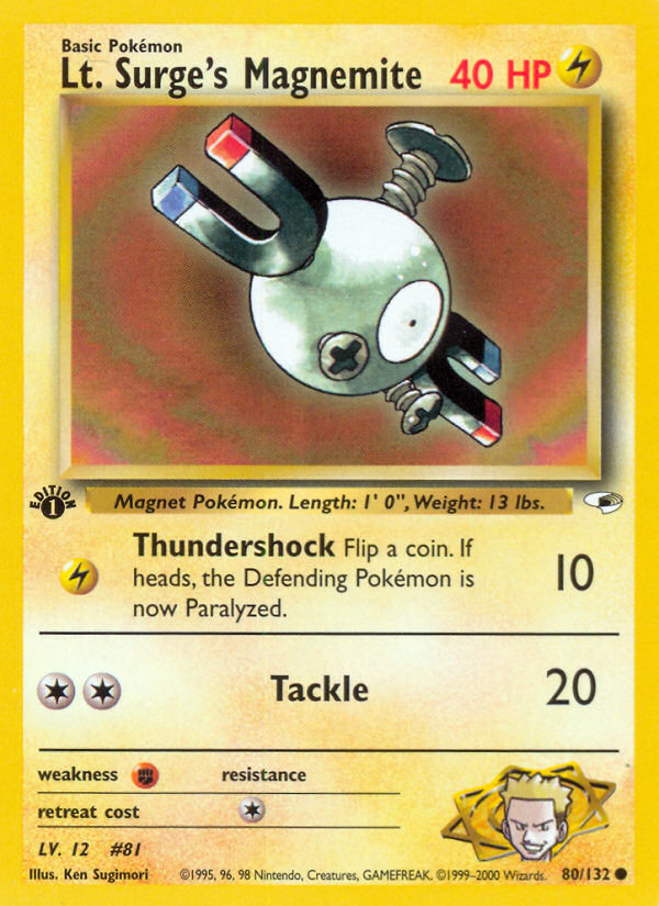 Lt. Surge's Magnemite - Gym Heroes - #80 (1st Edition)
