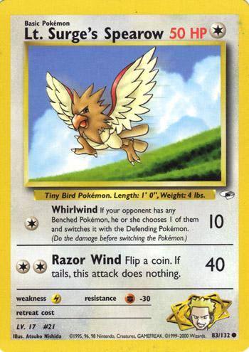 Lt. Surge's Spearow - Gym Heroes - #83