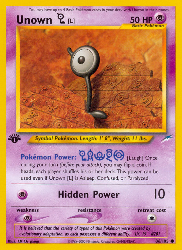 Unown L - Neo Destiny - #86 (1st Edition)