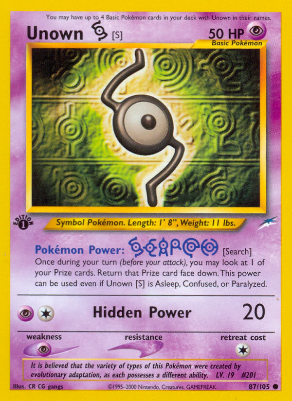 Unown S - Neo Destiny - #87 (1st Edition)