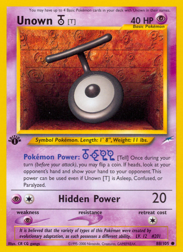 Unown T - Neo Destiny - #88 (1st Edition)