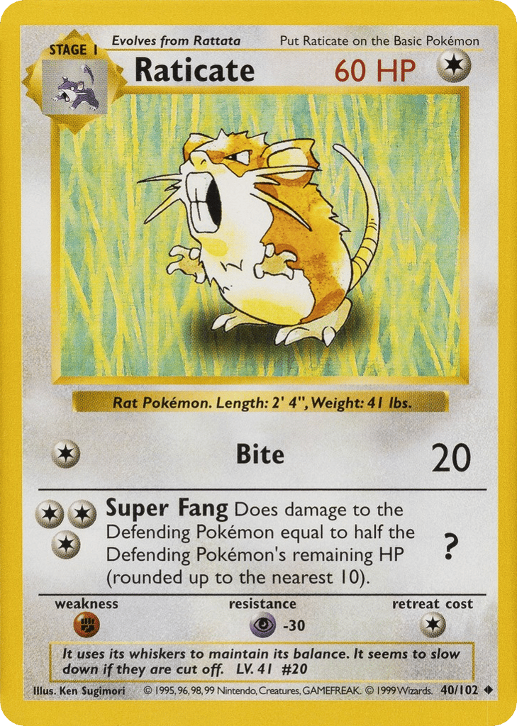 Raticate - Base Set - #40 (Shadowless)