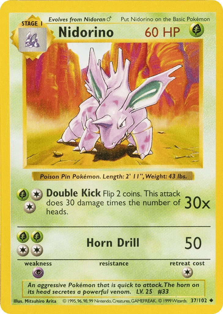 Nidorino - Base Set - #37 (Shadowless)