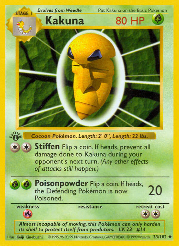 Kakuna - Base Set - #33 (1st Edition)