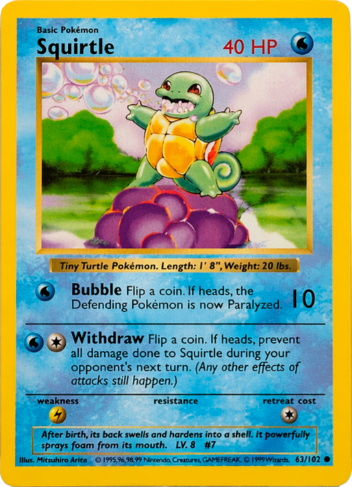 Squirtle - Base Set - #63 (Shadowless)
