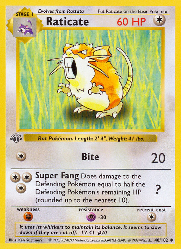 Raticate - Base Set - #40 (1st Edition)