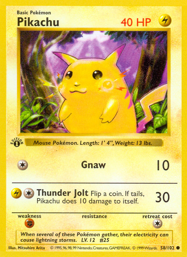 Pikachu - Base Set - #58 (1st Edition)