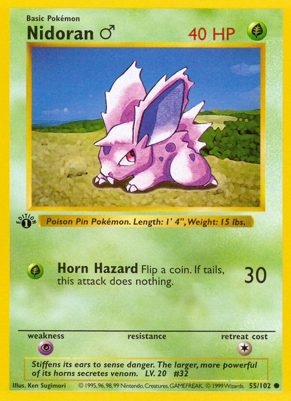 Nidoran ♂ - Base Set - #55 (1st Edition)