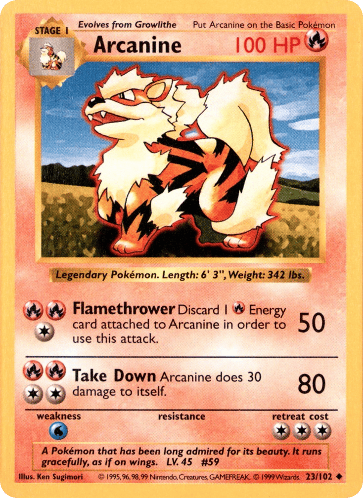 Arcanine - Base Set - #23 (Shadowless)