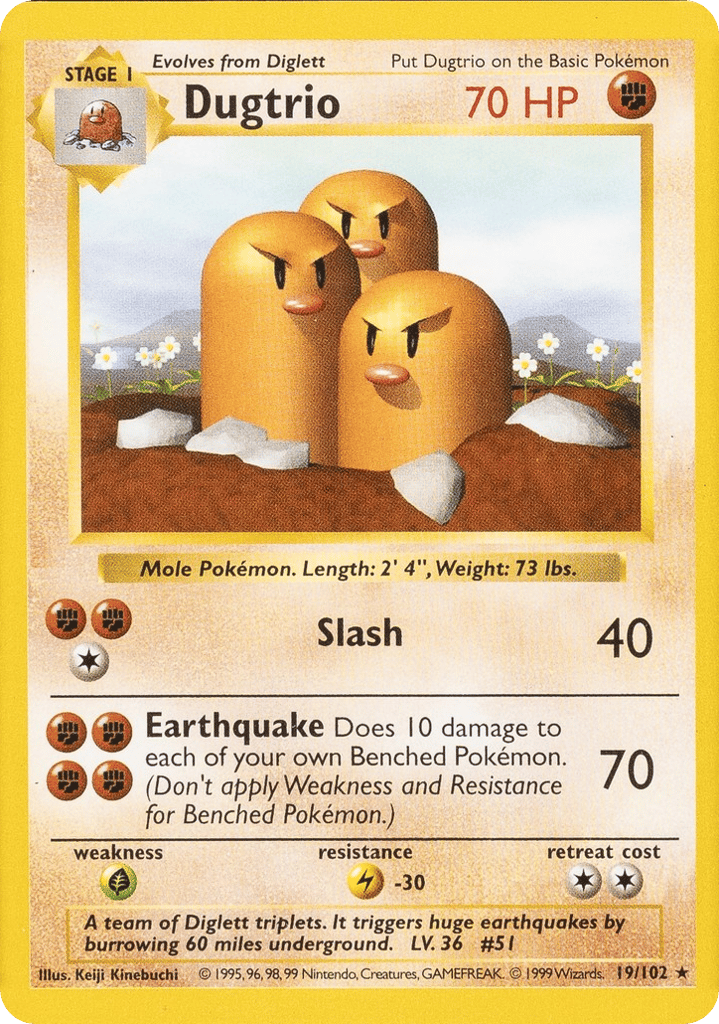 Dugtrio - Base Set - #19 (Shadowless)
