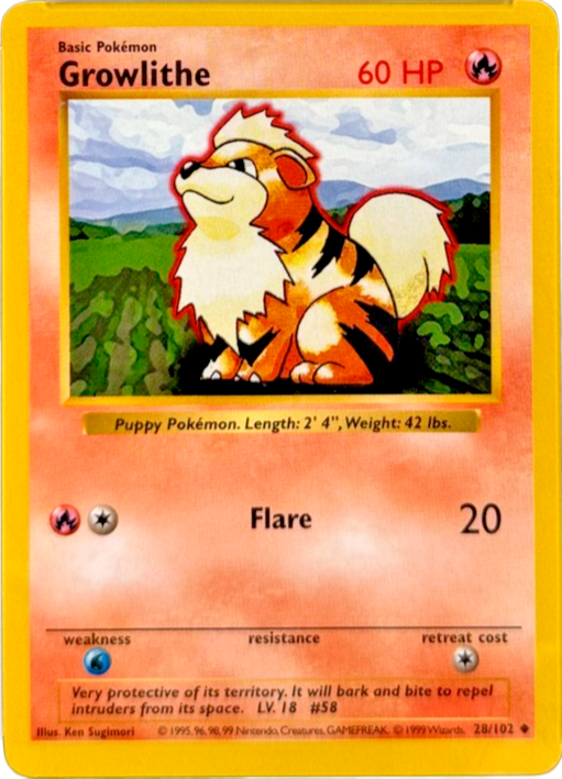 Growlithe - Base Set - #28 (Shadowless)