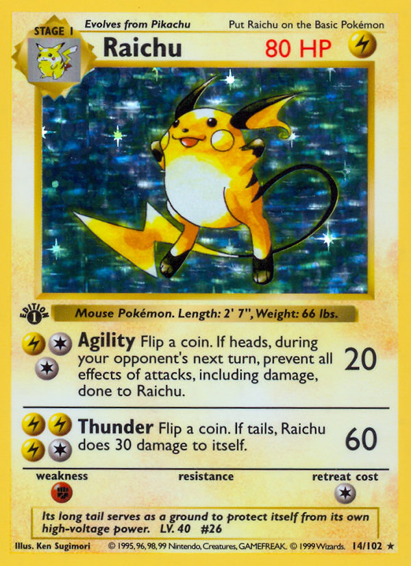 Raichu - Base Set - #14 (1st Edition)