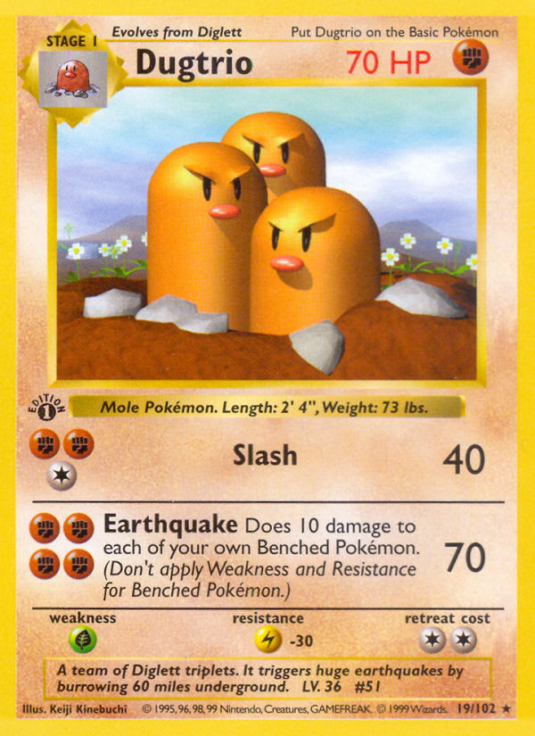 Dugtrio - Base Set - #19 (1st Edition)