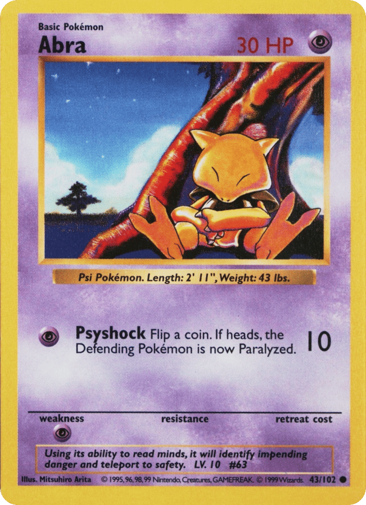 Abra - Base Set - #43 (Shadowless)