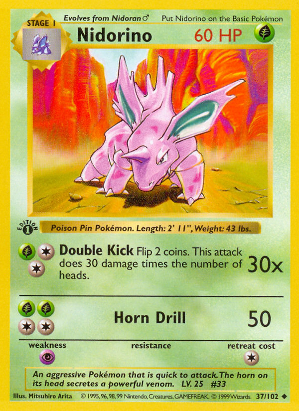 Nidorino - Base Set - #37 (1st Edition)