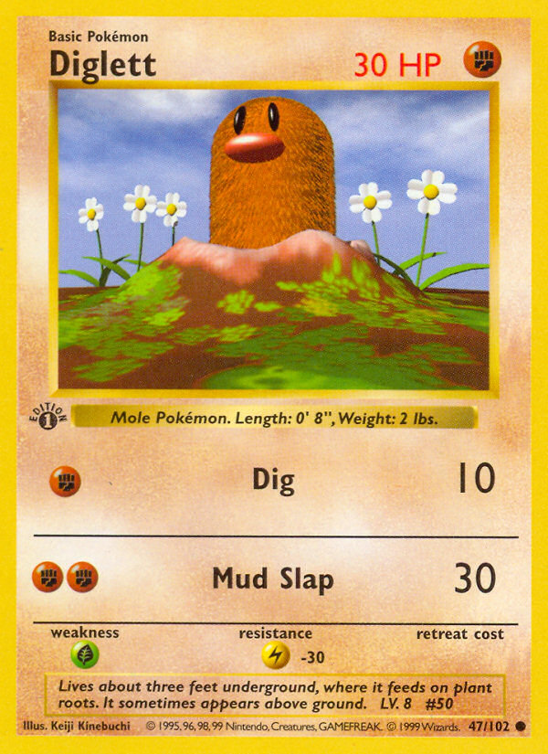 Diglett - Base Set - #47 (1st Edition)