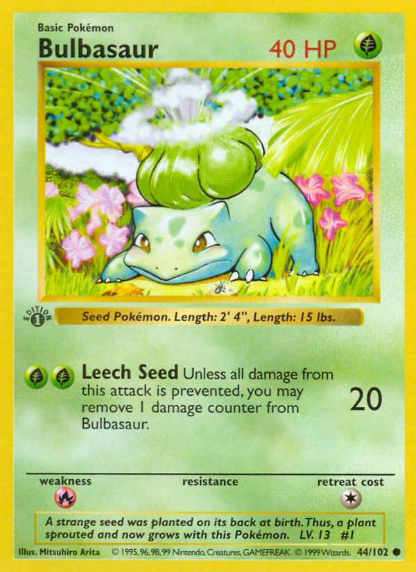 Bulbasaur - Base Set - #44 (1st Edition)