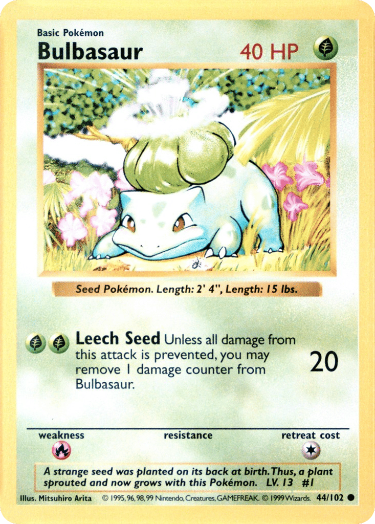 Bulbasaur - Base Set - #44 (Shadowless)