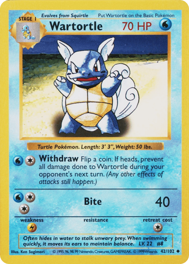 Wartortle - Base Set - #42 (Shadowless)