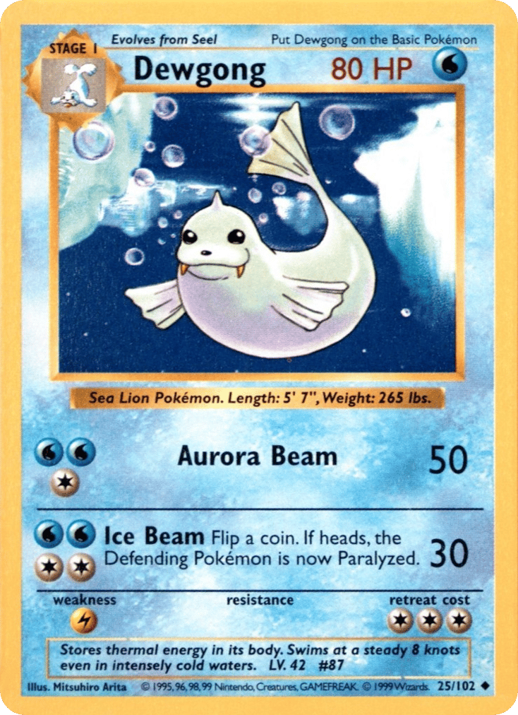 Dewgong - Base Set - #25 (Shadowless)