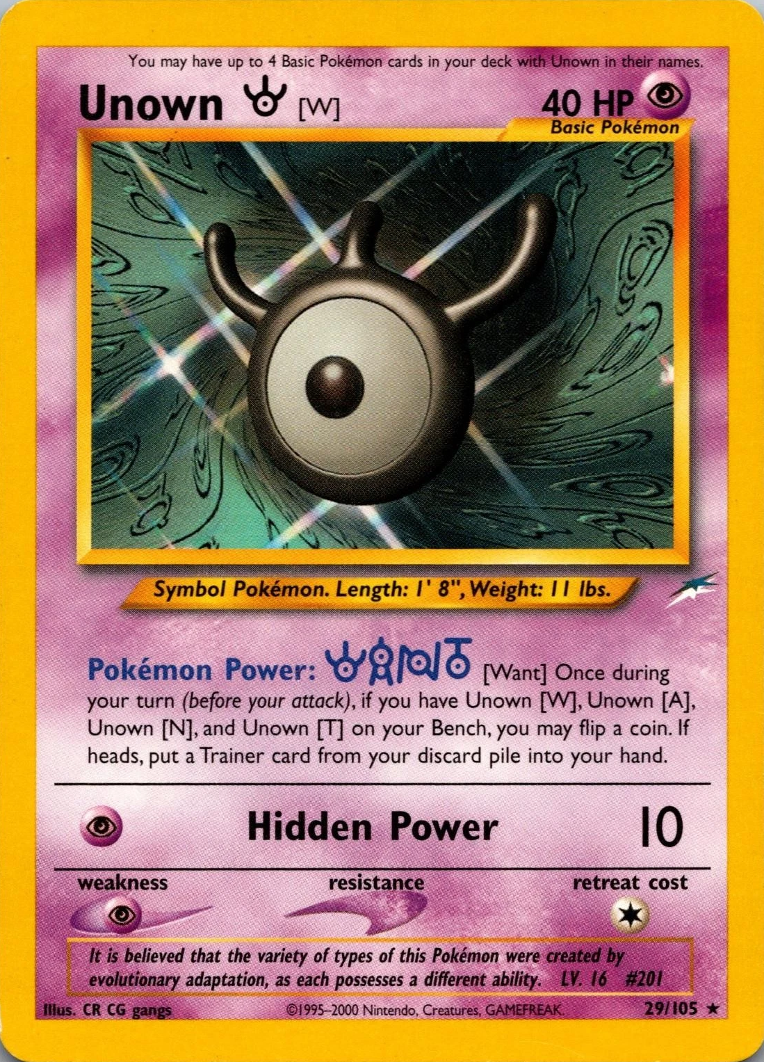 Unown W - Neo Destiny - #29